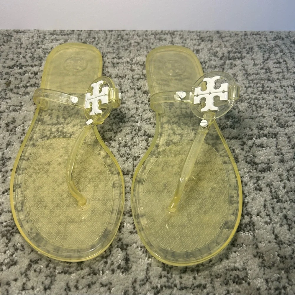 Tory Burch Yellow Mini Miller Flat Jelly Thong Sandals Size 8